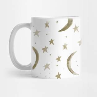 Earthy boho moons and stars - watercolor magic night sky Mug